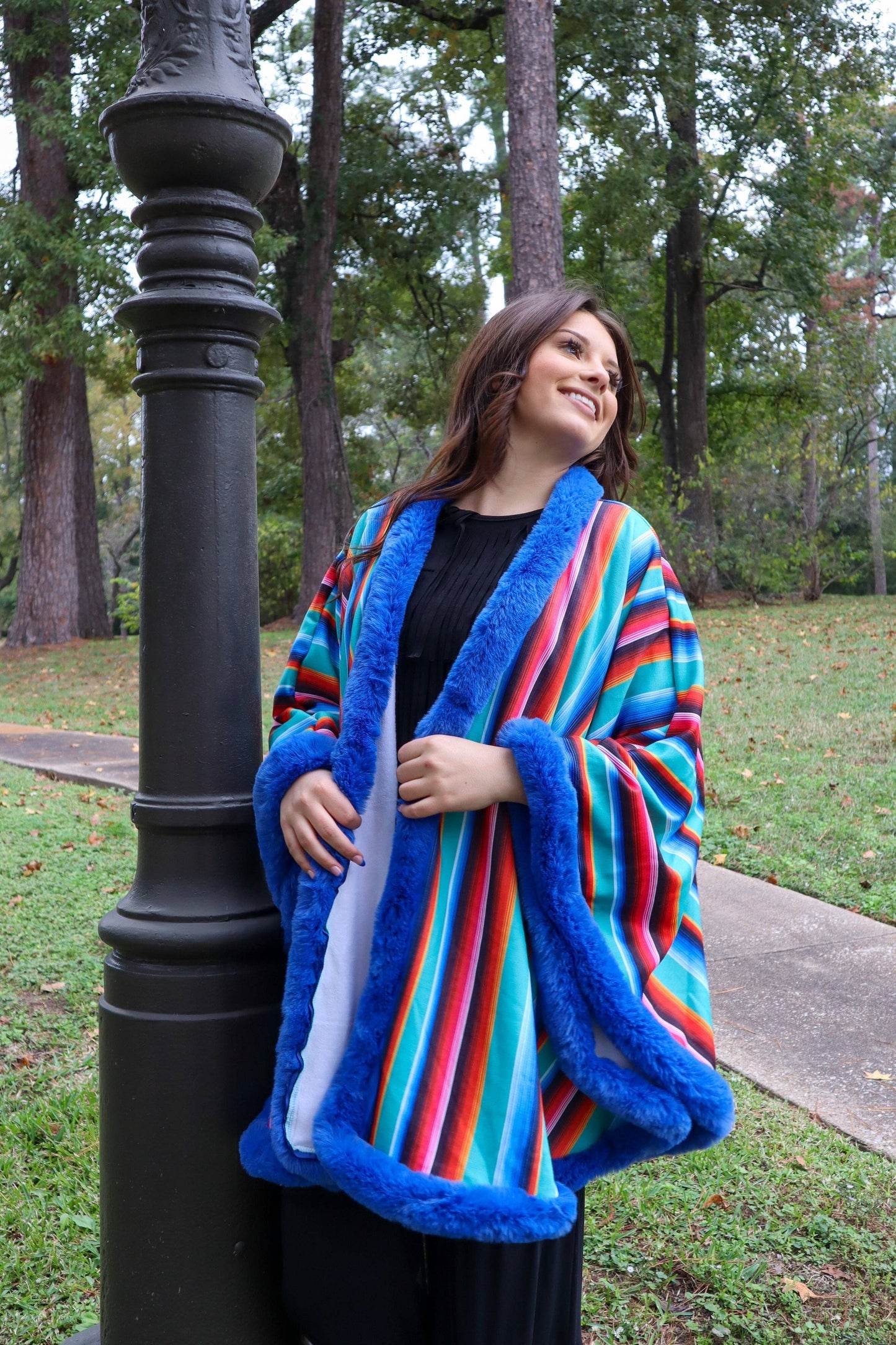 MK135 Lubbock Fur Trim Poncho - Mustard: MUSTARD / 1XL