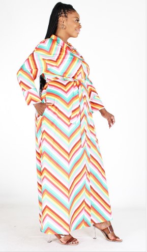 Multi Color Button Down Maxi Dress