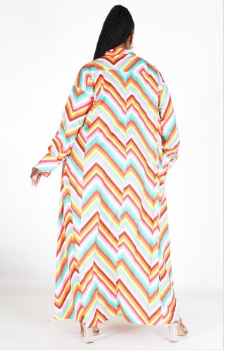 Multi Color Button Down Maxi Dress