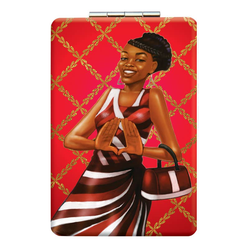 Red and White Compact Mirror