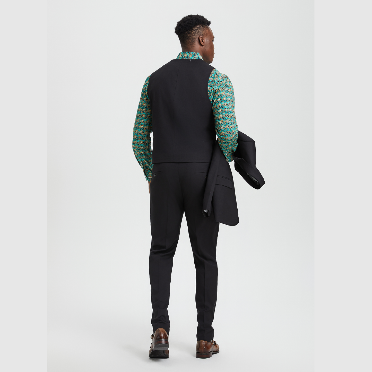 Stacy Adams U-Vest Hybrid Fit Suit Expandable Waist, Black: 38R