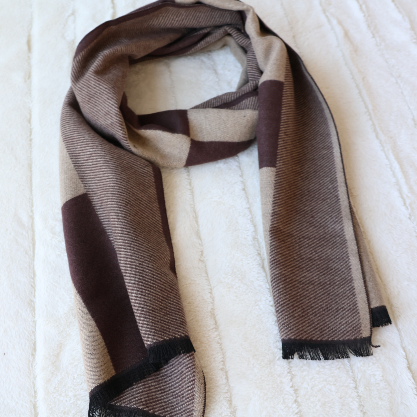 Brown Modern Men's Cold Weather Winter Scarf