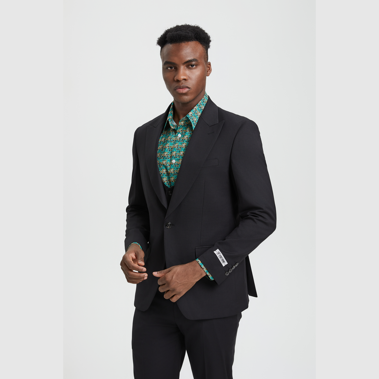 Stacy Adams U-Vest Hybrid Fit Suit Expandable Waist, Black: 38R