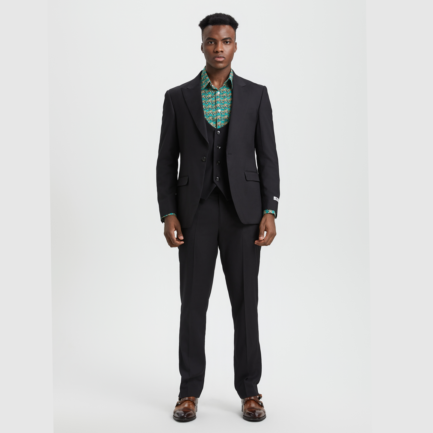 Stacy Adams U-Vest Hybrid Fit Suit Expandable Waist, Black: 38R