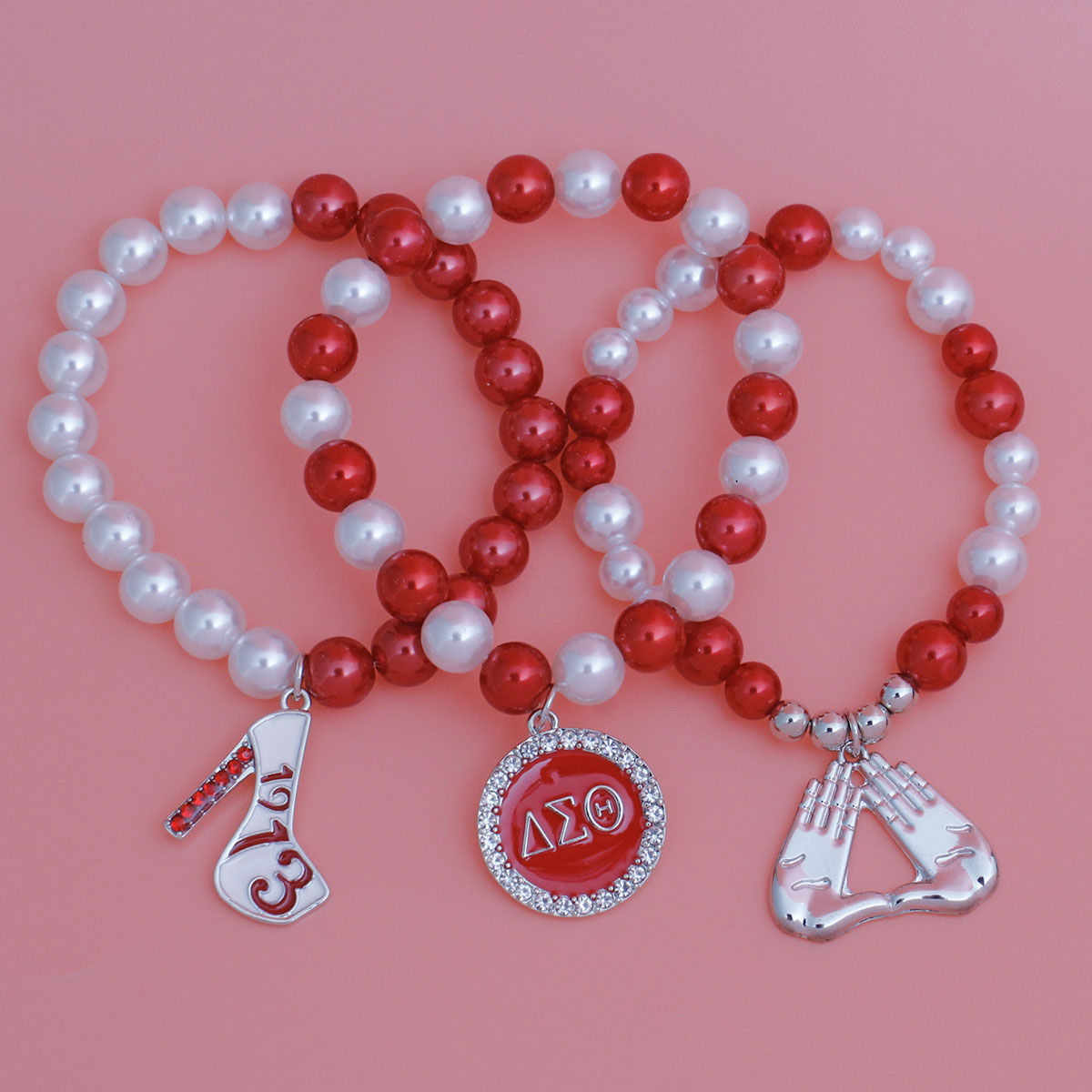 Radiate with Elegance: ΔΣΘ DST Pearl Bracelet Set