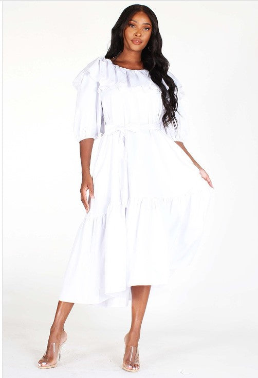White Ruffle Dress