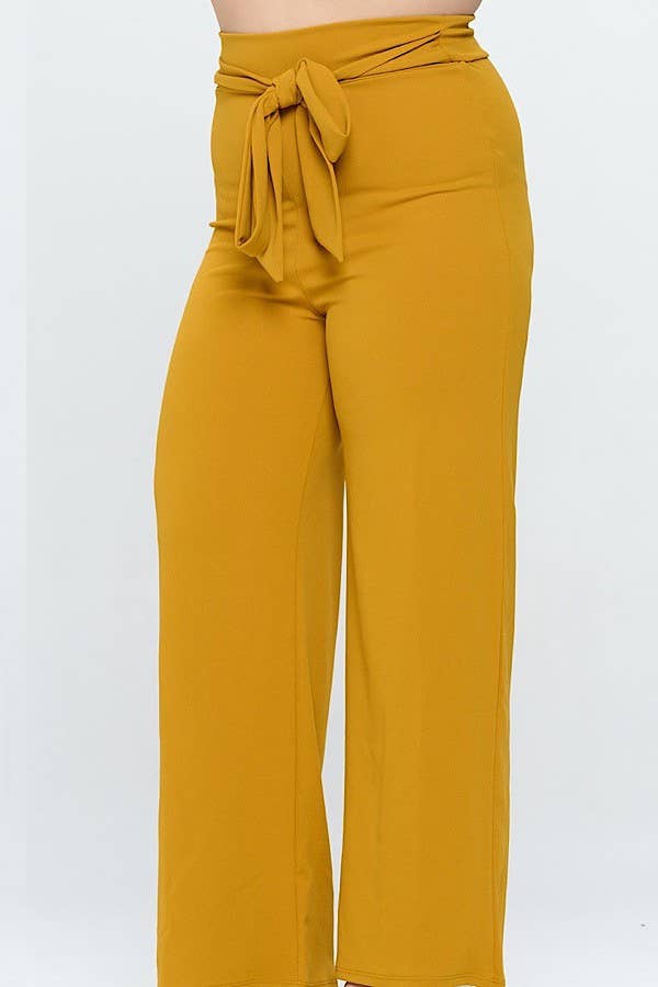 PLUS SIZE TIE FRONT WIDE LEG PANTS