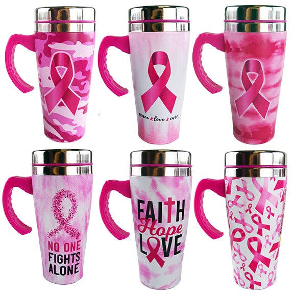 ROUGHNECK BREAST CANCER AWARENESS 16OZ TRAVEL MUG- 6/PACK