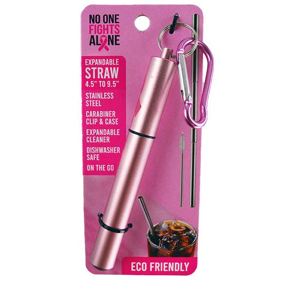 BREAST CANCER AWARENESS REUSABLE METAL STRAW- 3 PACK