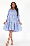 Blue Gingham Flirty Babydoll Dress