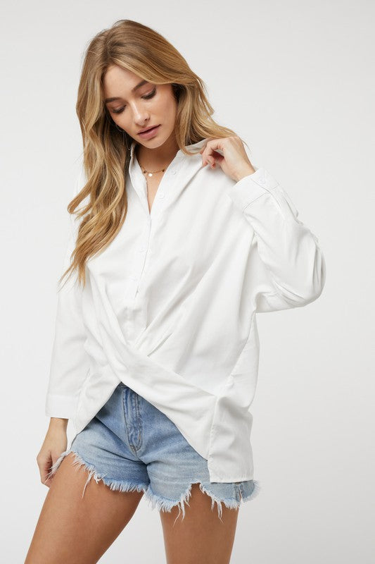 Solid Long Sleeve Button Down Shirt