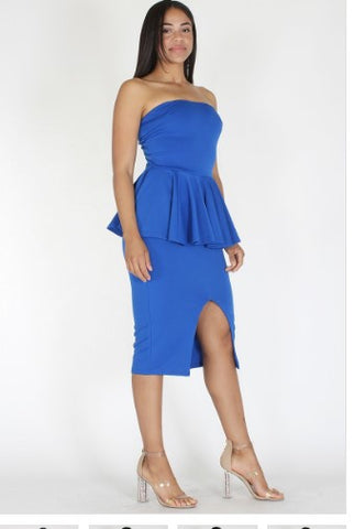 Strapless Blue Dress