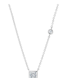 Square Ray CZ Necklace Finished in Pure Platinum .40