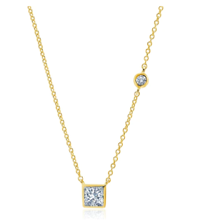 Square Ray CZ Necklace Finished in 18 Karat