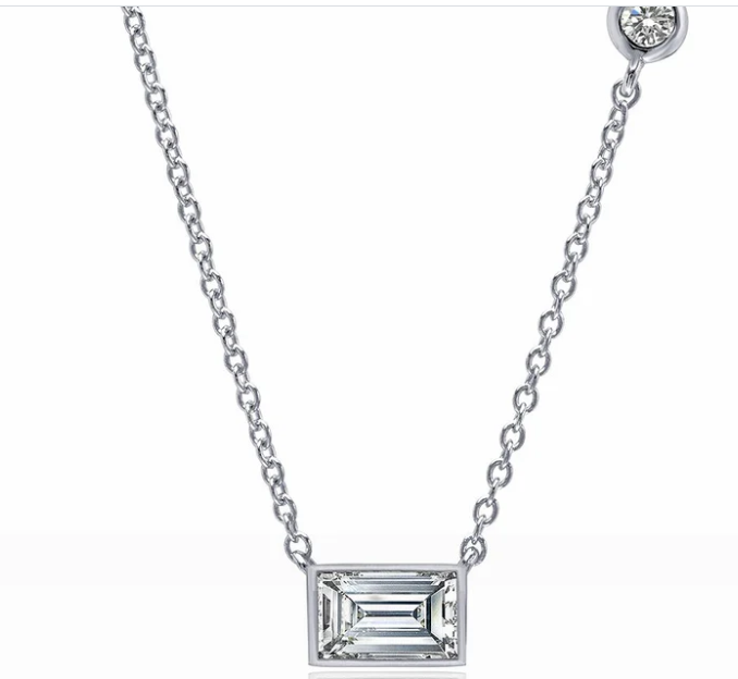 Rectangle Necklace Finished in Pure Platinum .40