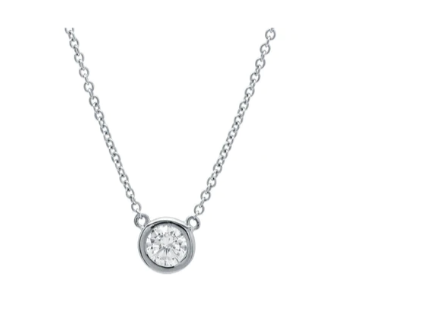 Solitaire Bezel Pendant Small Finished in Pure Platinum .5C