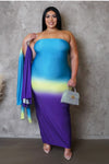 Purple OMBRE Dress and Cardigan Set