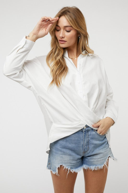 Solid Long Sleeve Button Down Shirt