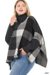 PLAID TURTLENECK OVERSIZED SWEATER WITH SIDE SLITS