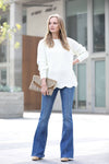SC120810 SCALLOP HEM SWEATER