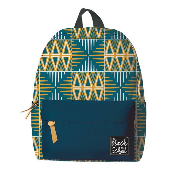 Blue and Yellow Mudcloth Backpack Set