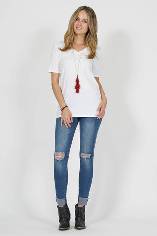 COTTON V-NECK SHORT SLEEVE T-SHIRTS