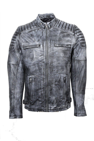 Urban 5884 Ralph Biker Gents Leather Jacket Lamb Skin Denim